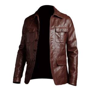 Men’s Brown Blazer Leather Coat