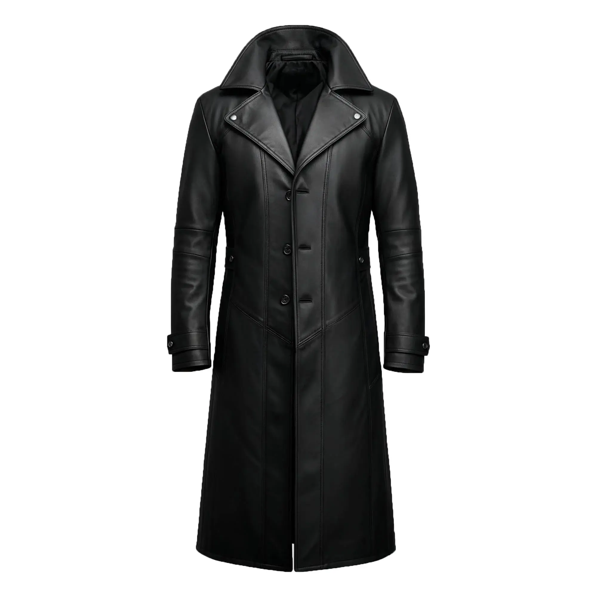 Men's Genuine Goatskin Black Leather Trench Coat | Urban Leather