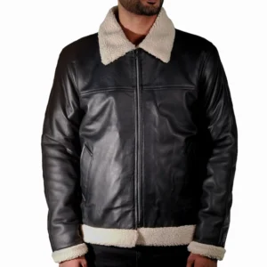 Men’s Black Fur Shearling Leather Jacket