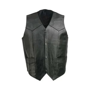 Men’s Black Motorcycle Leather Vest