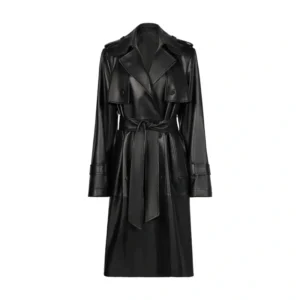 Women’s Black Leather Trench Coat