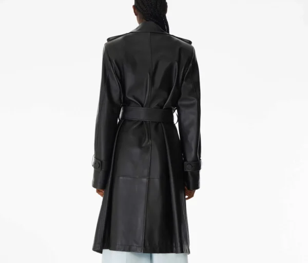 Women’s Black Leather Trench Coat